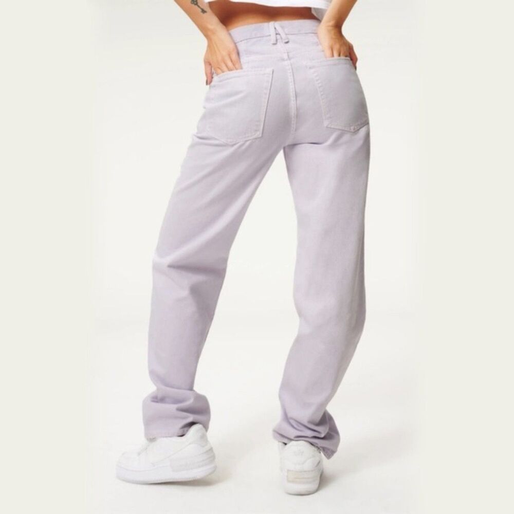 Good American 90s Jeans Size 15 Loose Straight High Rise White Lilac 36x32 New